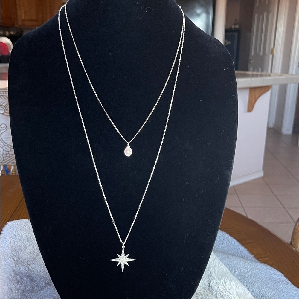 Liz Claiborne Silver Double Layer Star Necklace - Picture 6 of 6